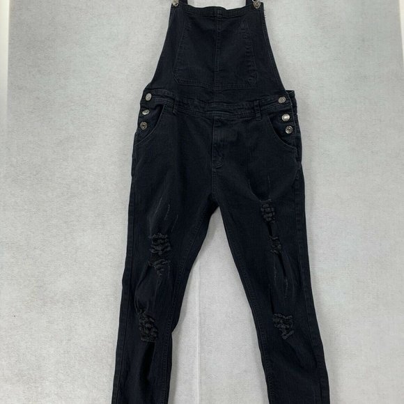 Women's Distressed Skinny Overalls - Picture 7 of 10